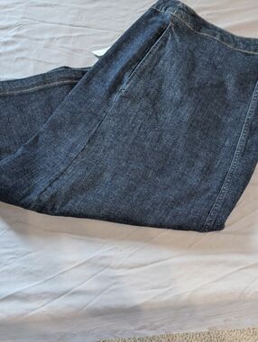 NWT Women's Size 3X Ophelia Roe Dark Wash Jean Skirt With Pockets/Elastic Waist